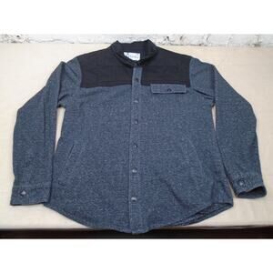 Ezekiel Mens Fleece Snap Button Shacket Heather Gray Black Collared Size XL